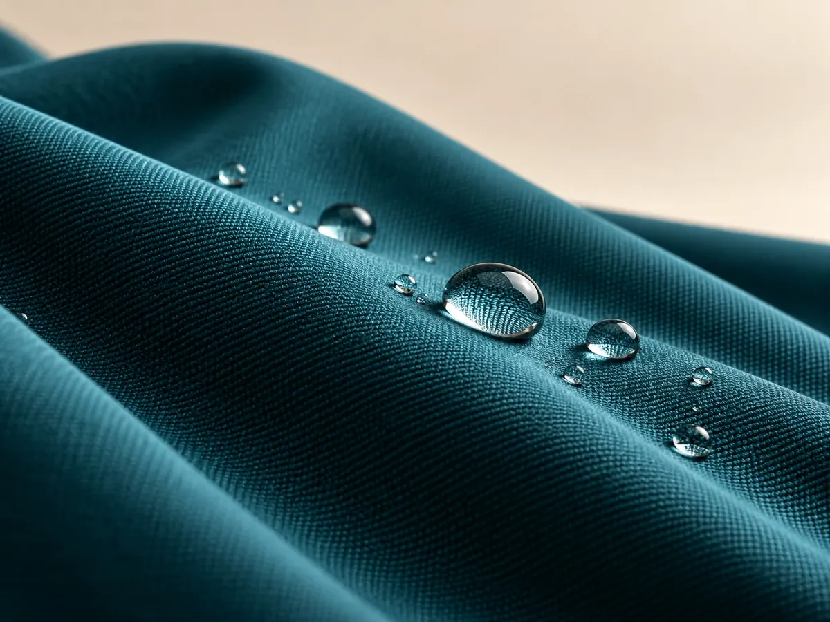 Gotas de agua sobre tela antifluido